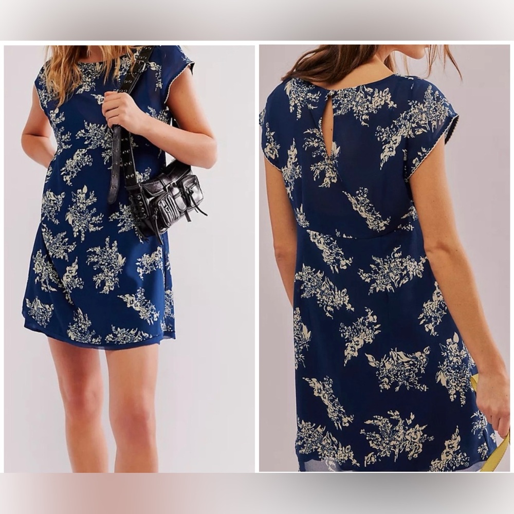 Free People Navy Floral Mini Dress